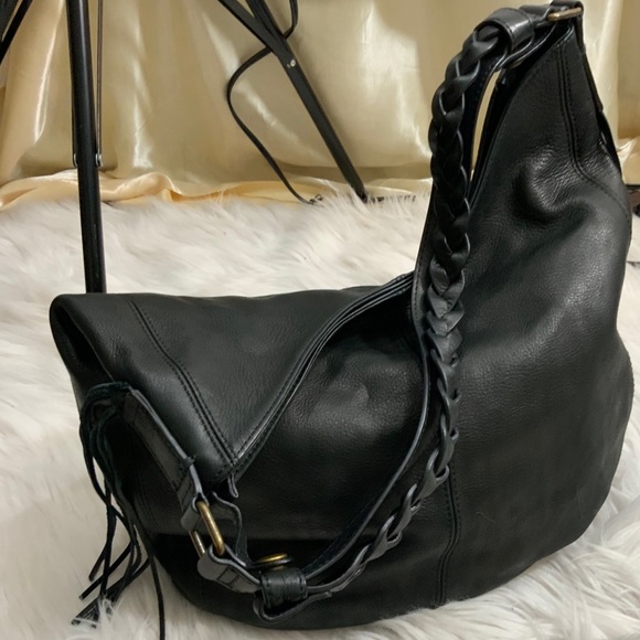 Leather Tasseled Hobo Shoulder Bag NWOT